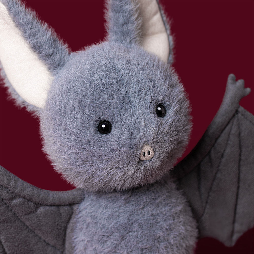 Broox Bat Front View with Stitched Wings and Charcoal Fur