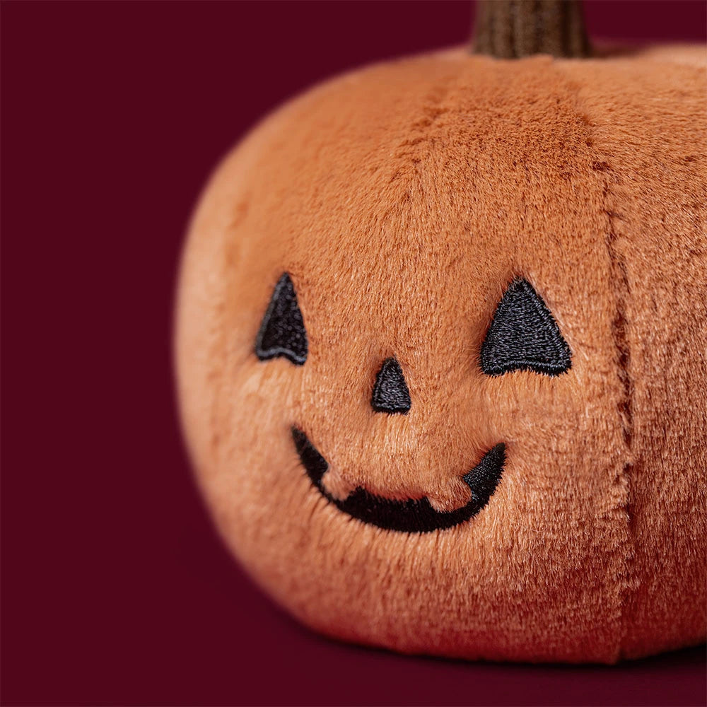 Ooky Jack O Lantern Plush Pumpkin Front View on Clean Background