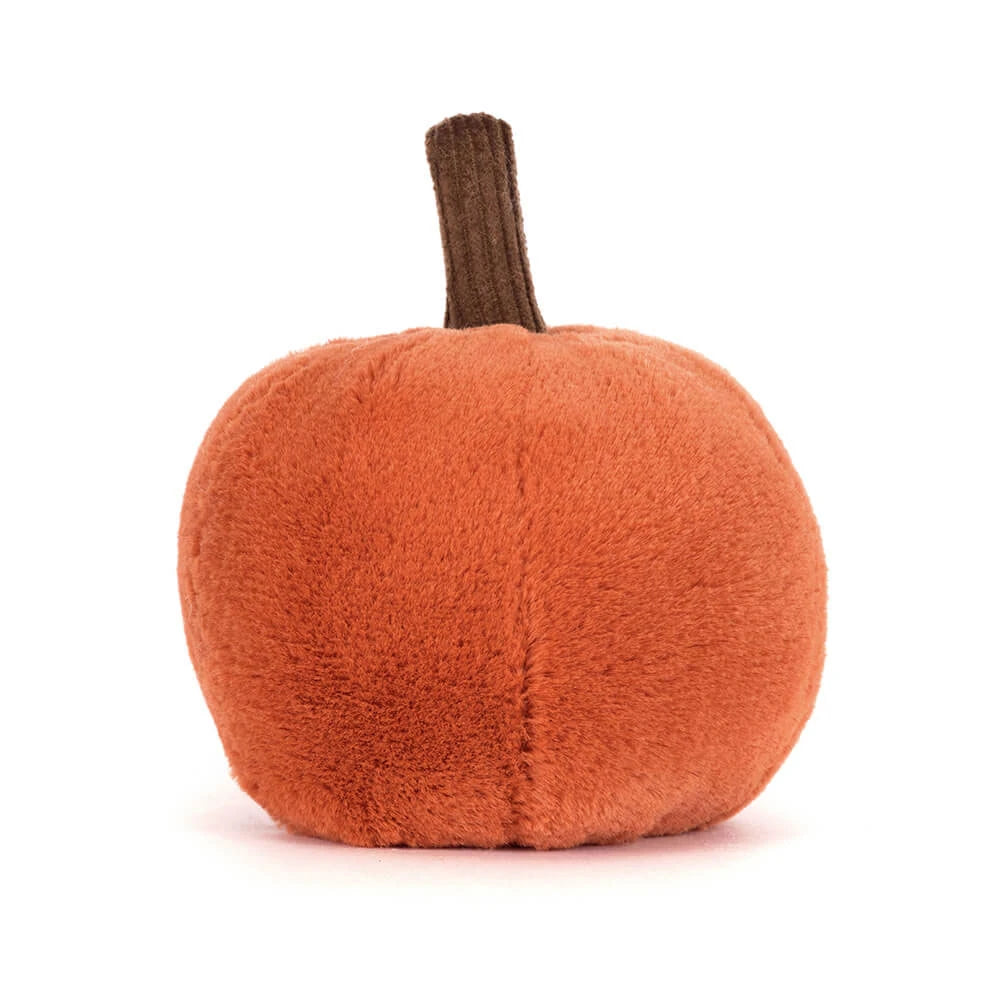 Ooky Jack O Lantern Plush Pumpkin Side View Showing Ribbed Texture
